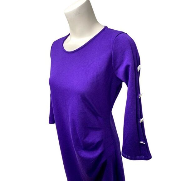 NY Collection Sheath Dress Petite Medium Purple PM Knit NEW - Picture 3 of 11